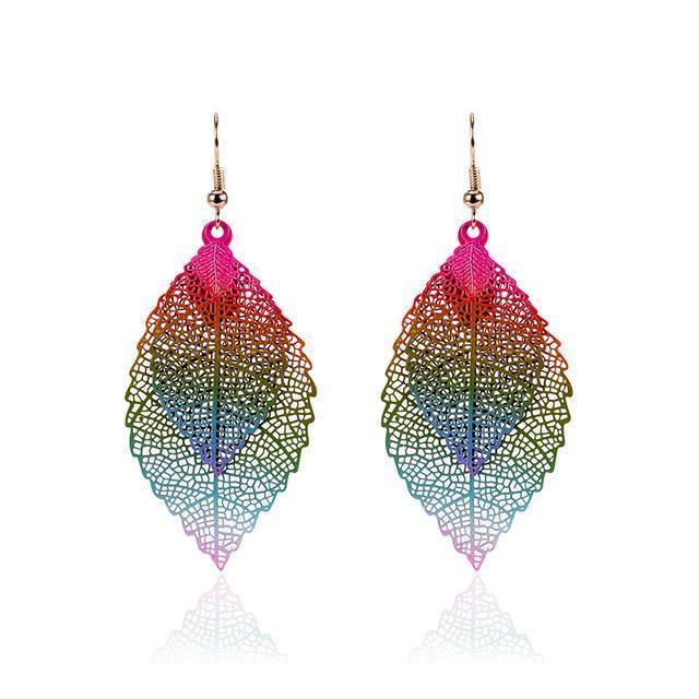 Chakras Activated Leaf Earrings ChakrasActivated Fully Activated (Multicolor) 