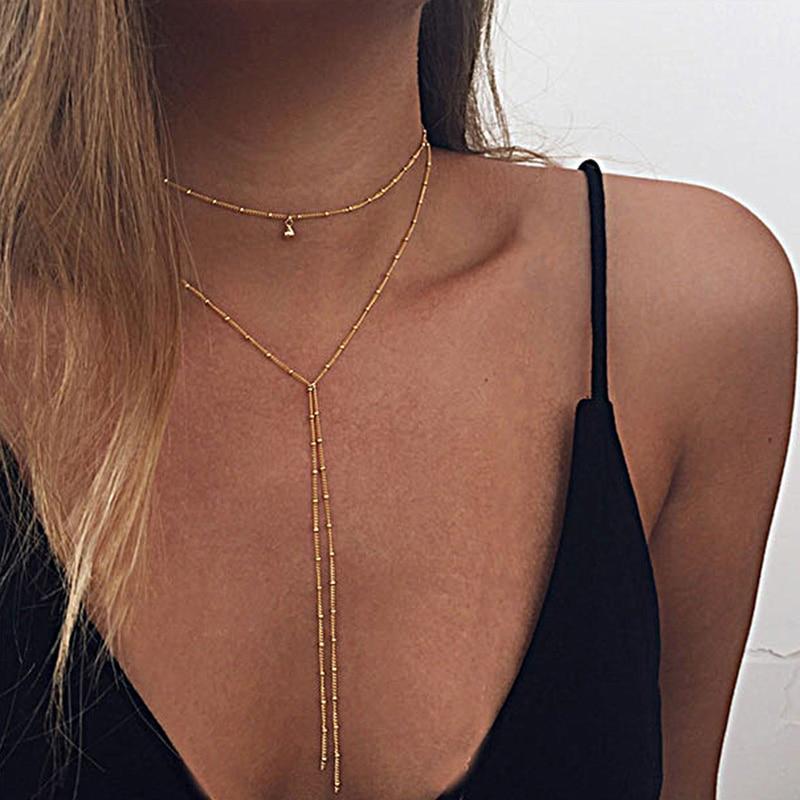 Stardust Multilayer Lariat Necklace ChakrasActivated Gold 